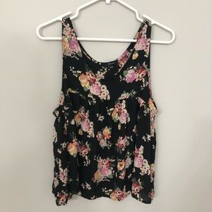 Black Tank with Floral Design